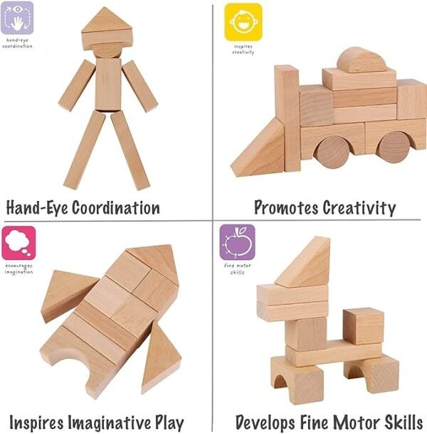 100-Piece Wooden Blocks Set – Stacking & Sorting Toy for Kids - Image 2