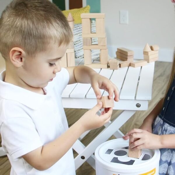 100-Piece Wooden Blocks Set – Stacking & Sorting Toy for Kids - Image 4