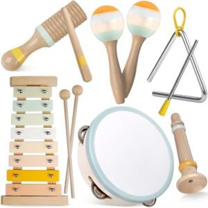 Montessori Wooden Musical Instruments – Boho Set for Toddlers