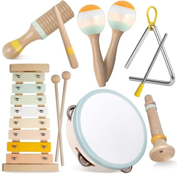 Montessori Wooden Musical Instruments – Boho Set for Toddlers