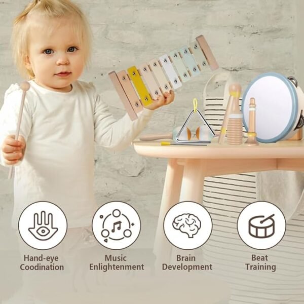 Montessori Wooden Musical Instruments – Boho Set for Toddlers - Image 3