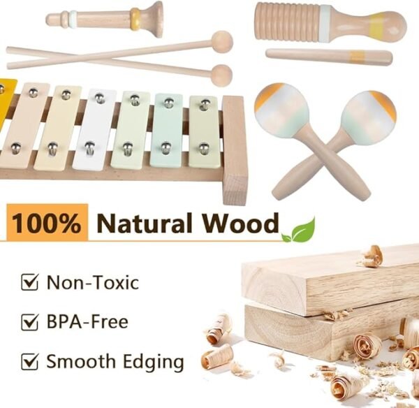Montessori Wooden Musical Instruments – Boho Set for Toddlers - Image 5